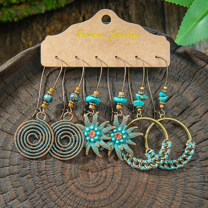 Vintage Bohemian Hollow Geometric Tassel Earrings