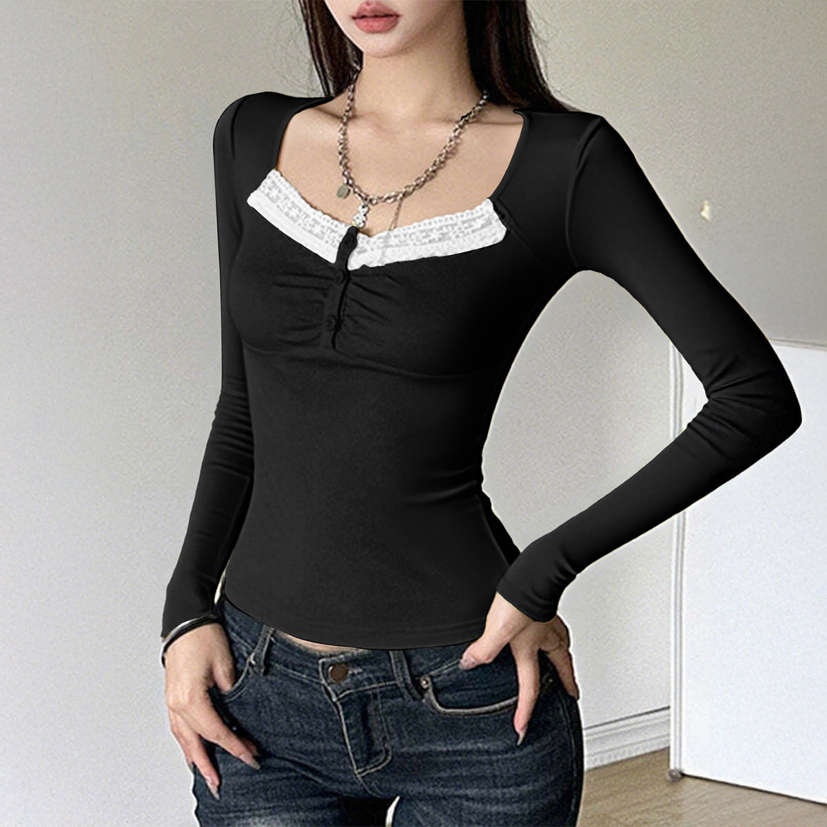 Lace Long Sleeve T-Shirt For Women