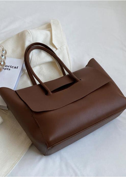 Spacious Pu Tote Bag With Minimalist Flap Design