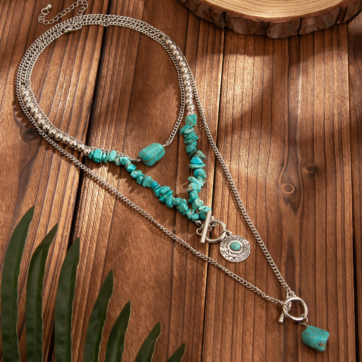 Vintage Turquoise Bull Skull Choker Necklace With Beads