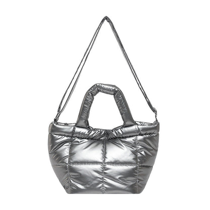 Trendy Nylon Bucket Bag Glossy Finish Casual Style