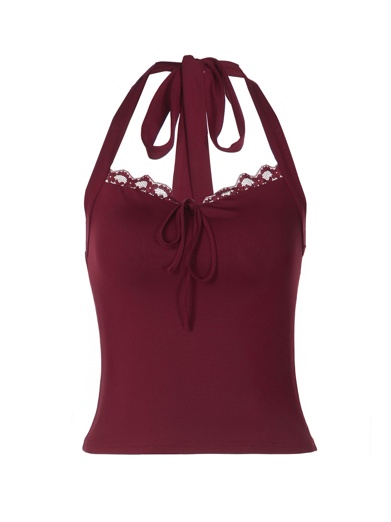 Fashionable Lace Trim Backless Strapless Top