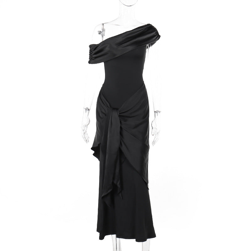 Off-Shoulder Bodycon Dress Elegant Long Black Gown
