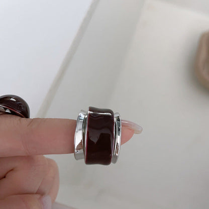 Elegant Enamel Double-Layer Open Ring