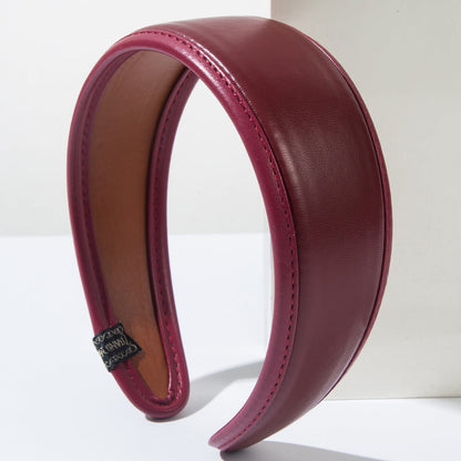 Vintage Wide Brim PU Leather Headband for Women