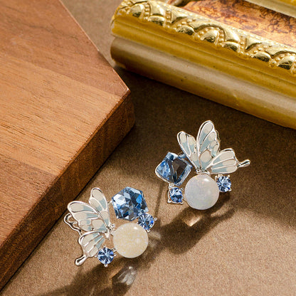 Sweet Crystal Butterfly Floral Earrings For Women