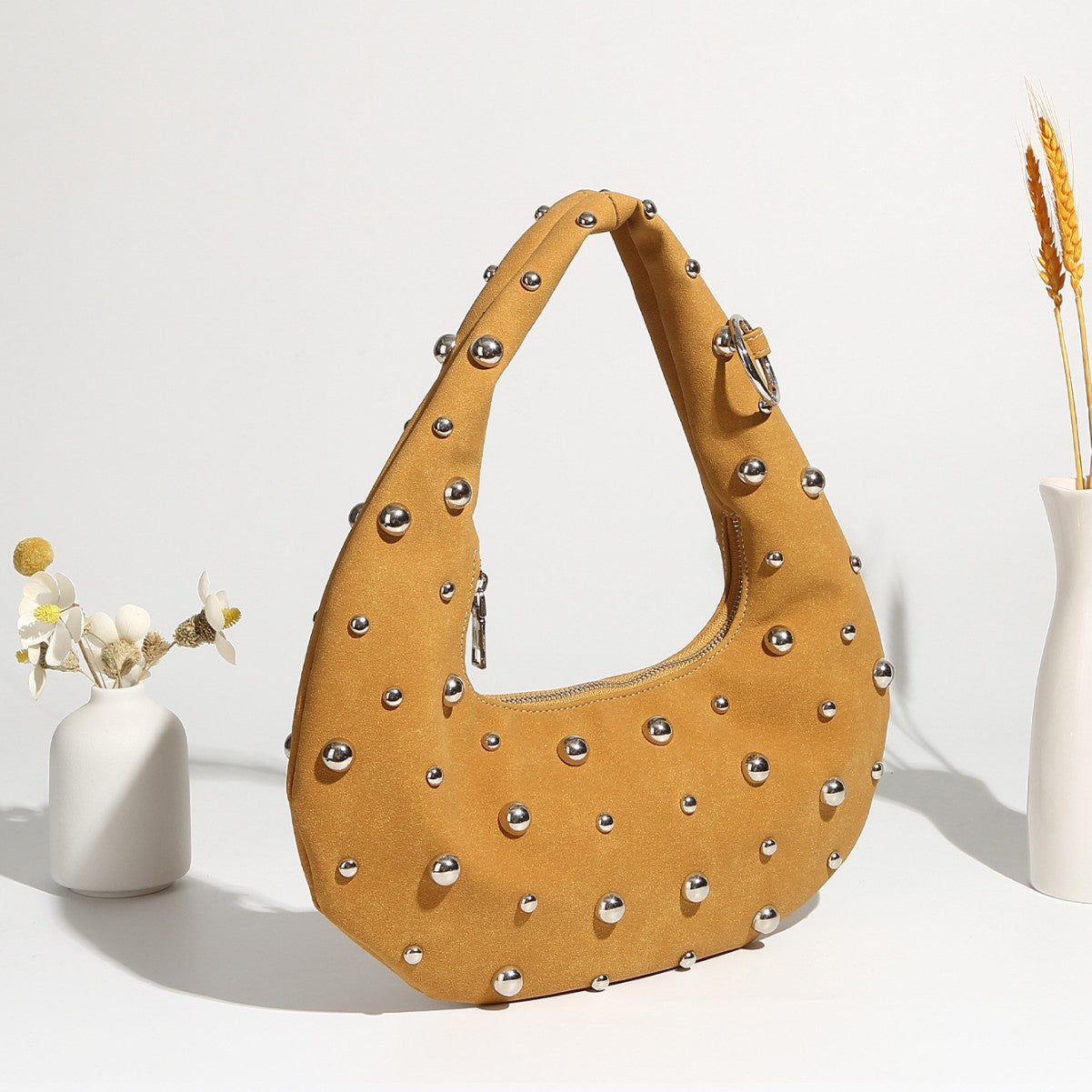 Chunky Rivet Punk Style Trendy Handbag
