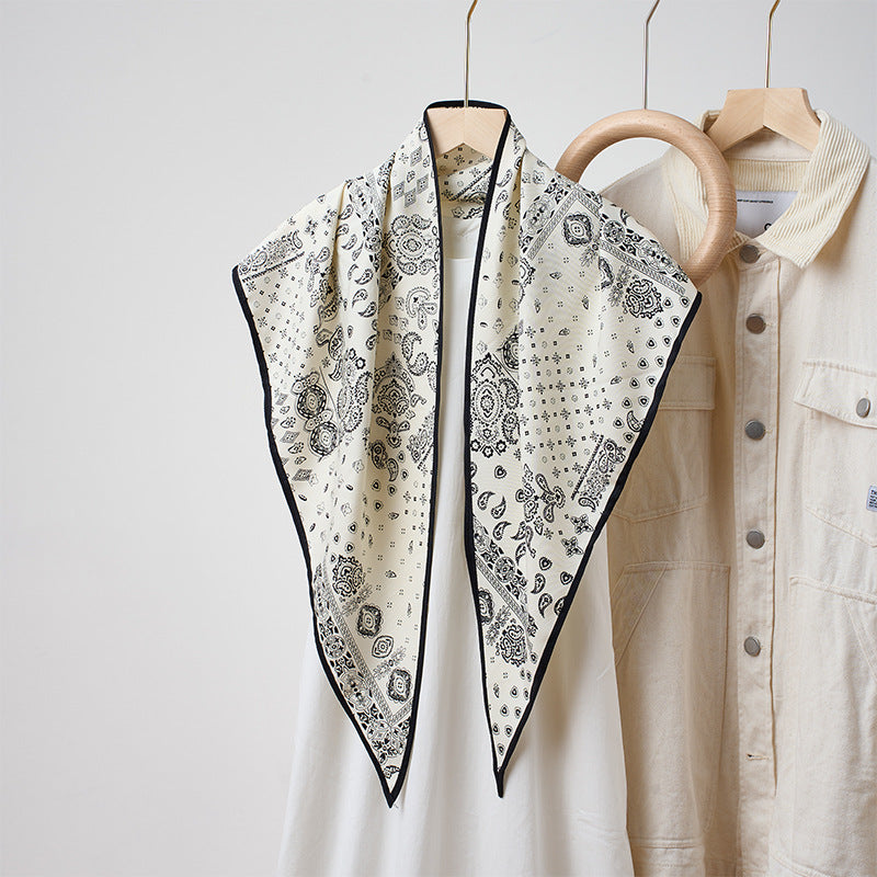 Simple Color Block Triangle Silk Scarf