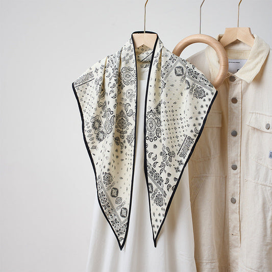 Simple Color Block Triangle Silk Scarf