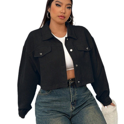 Casual Solid Color Jacket for Plus Size Women