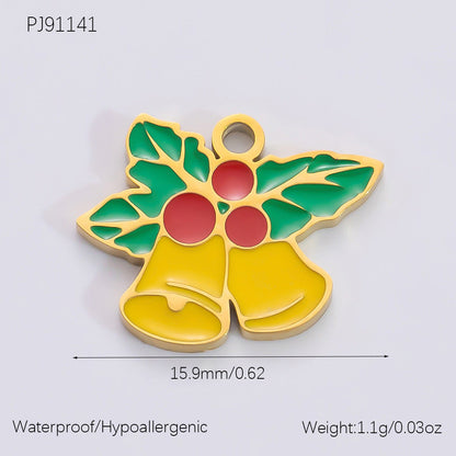 DIY Christmas-Themed 18K Gold-Plated Stainless Steel Pendant Accessories
