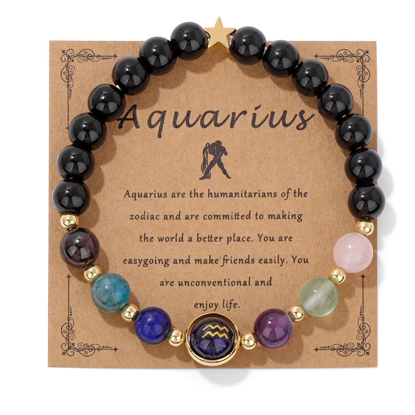Vintage 12 Constellations Stone Beaded Bracelets