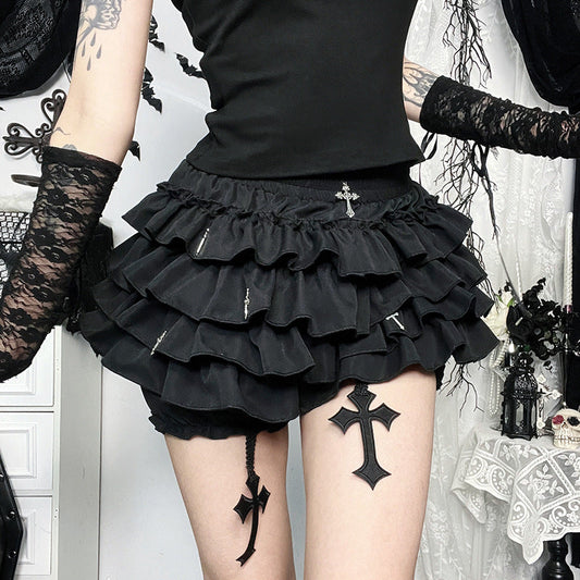 Bodycon Mini Skirt with Cross Pendant - Edgy and Sexy Style