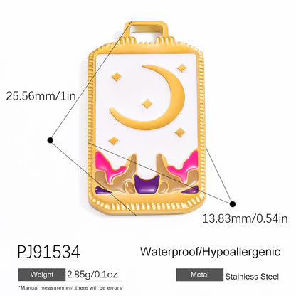 Fashionable Punk Tarot Card Pendant with Stars, Mermaid, and Heart Design