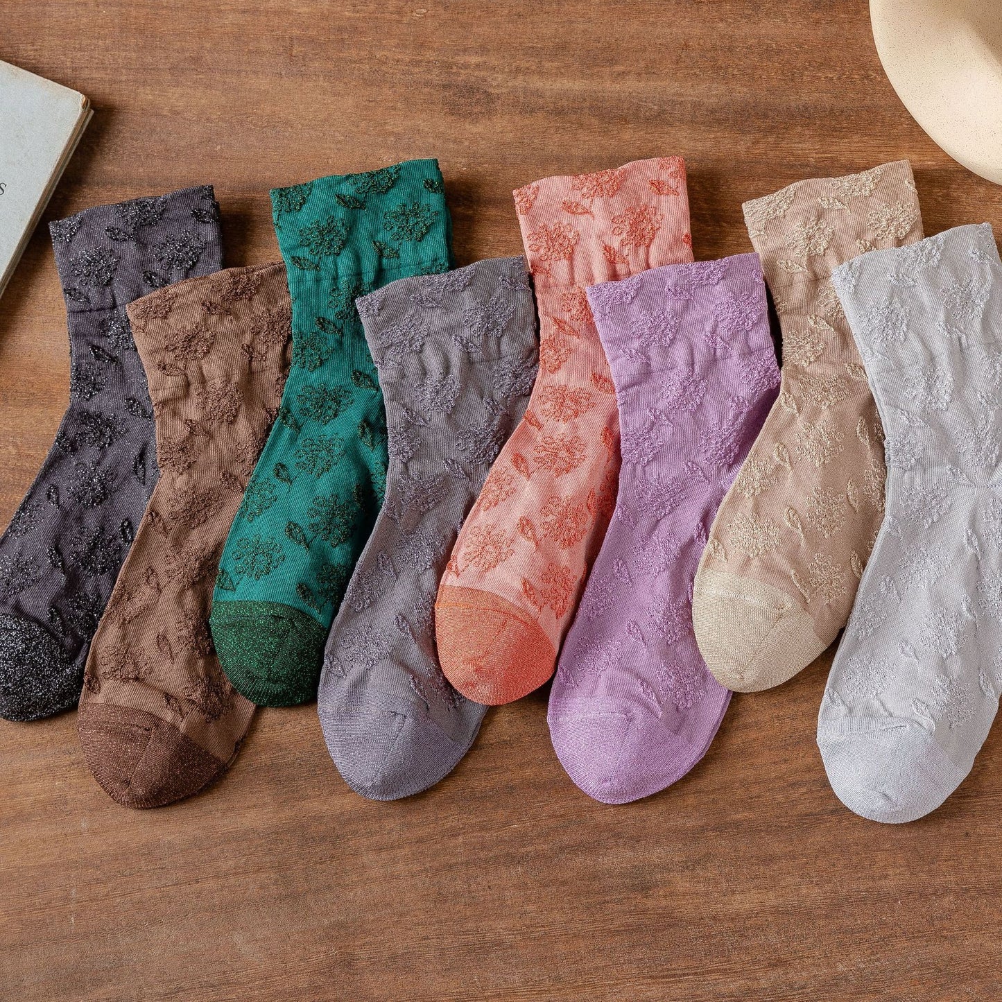 Rufia - Embossed Wide-Cuff Mid-Calf Socks
