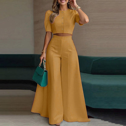 Elegant Casual T-Shirt and Long Pants Set
