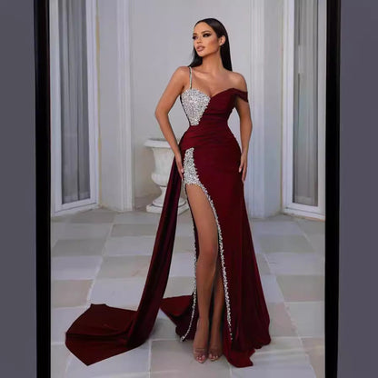Sexy Embellished V-Neck Maxi Dress for Formal Events