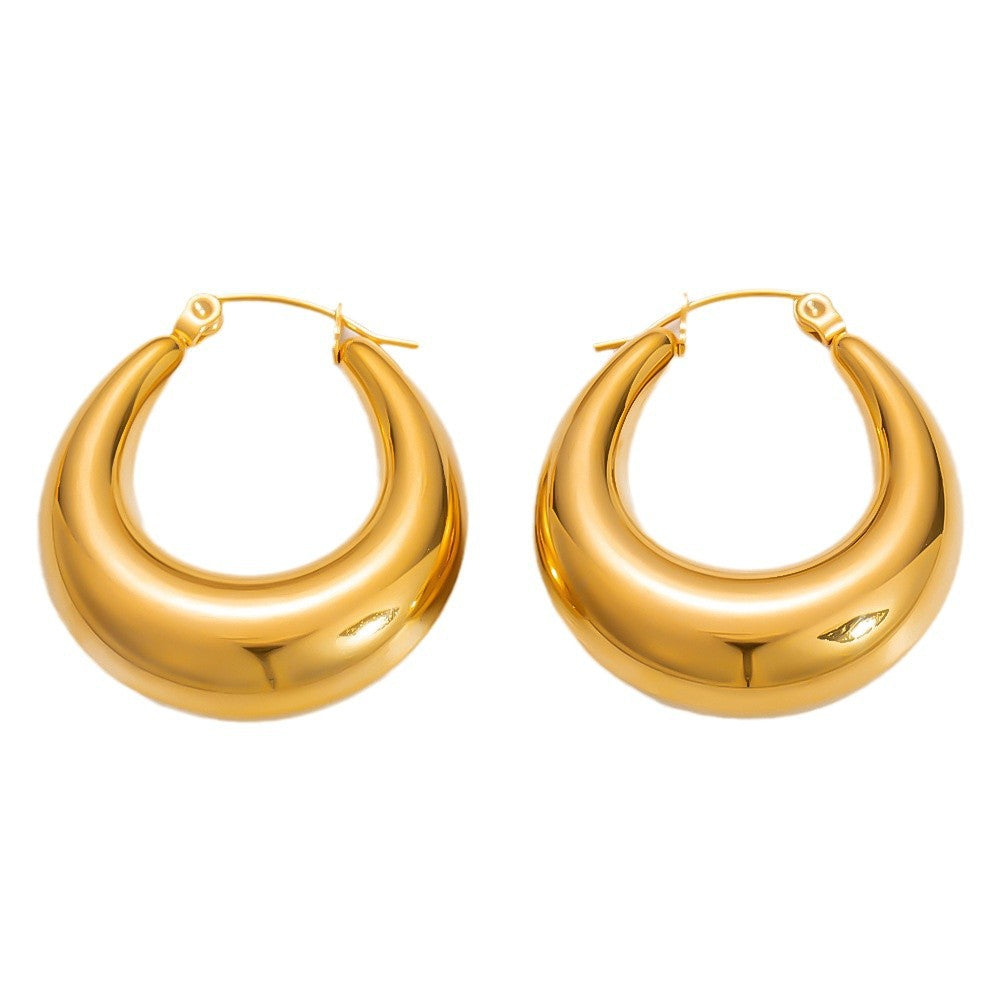 Geometric 18K Gold-Plated Steel Earrings Stylish Casual Accessories