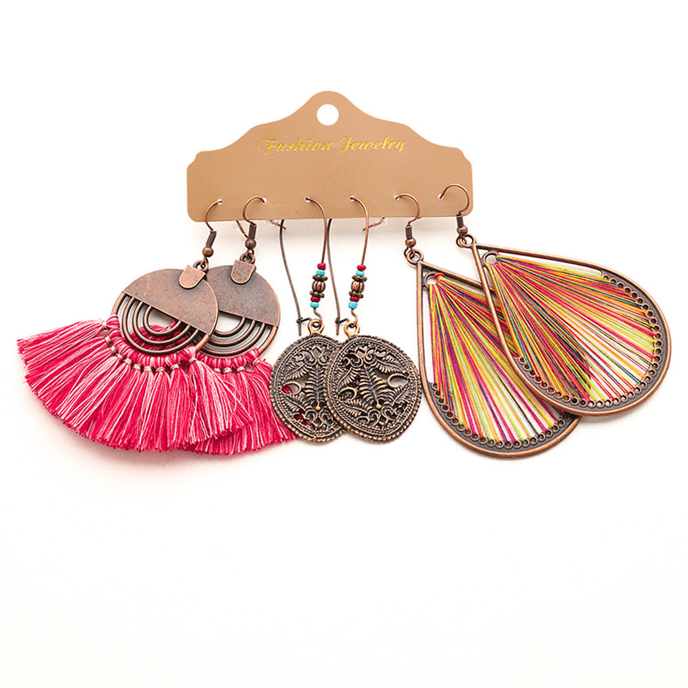 Colorful Bohemian Tassel Earrings Handmade Zinc Alloy Jewelry