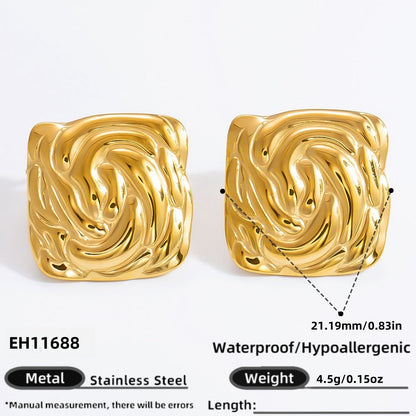Floral Stainless Steel Stud Earrings Elegant Silver