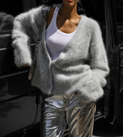 Cozy Chunky Knit Cardigan V-Neck Sweater