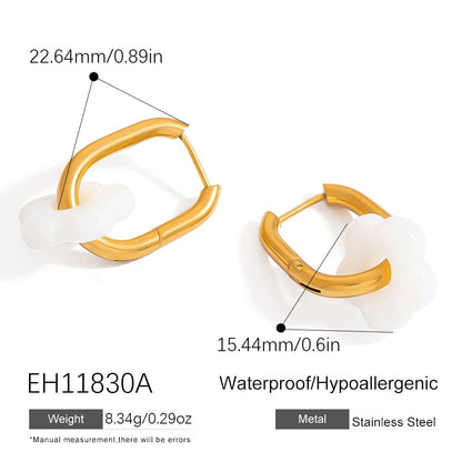 Colorful Flower Stainless Steel Earrings with 18K Gold Plating