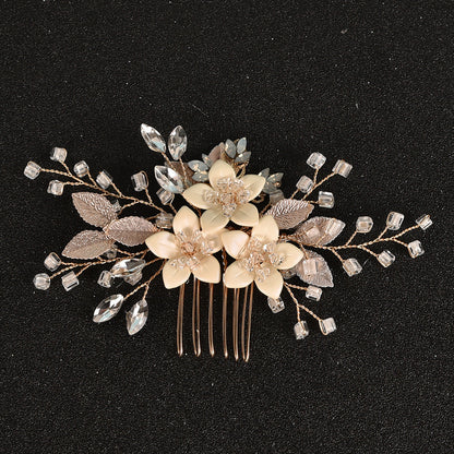 Bridal Side Comb with Crystal Floral Design for Weddings