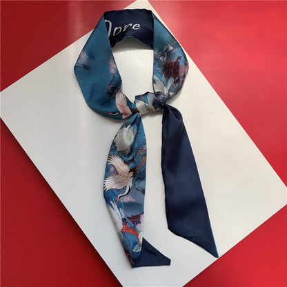 Silk Scarf Long Silk Scarf Braided Hair Tied Bag With Gift Spinning Literature And Art