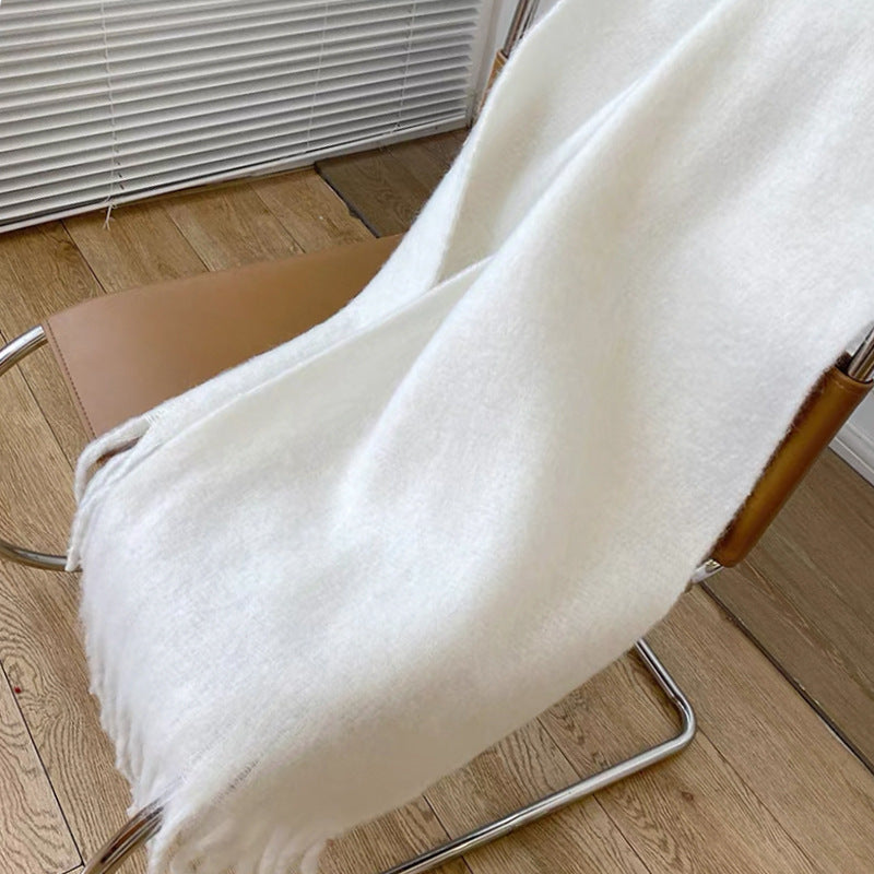 2+ Solid Color Tassel Mohair Scarves