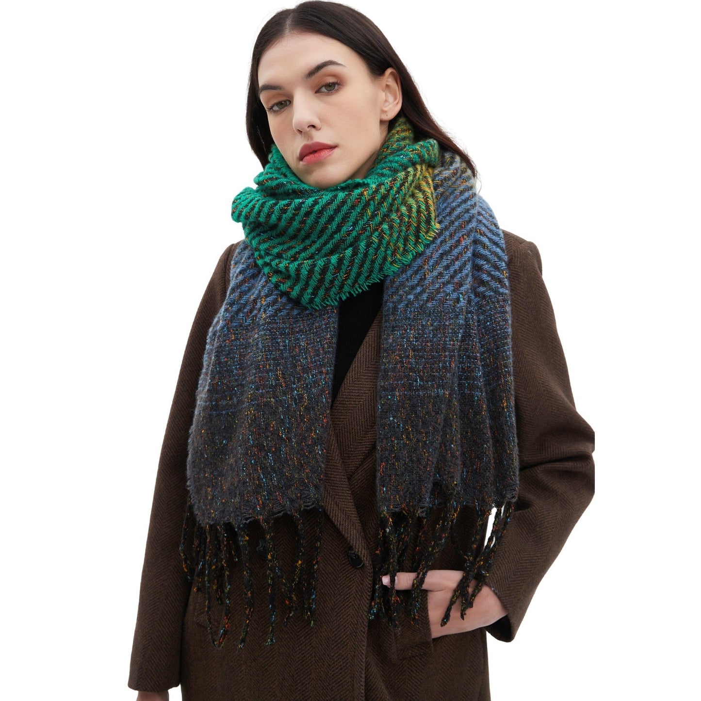 Gradient Color Tassel Soft Scarves