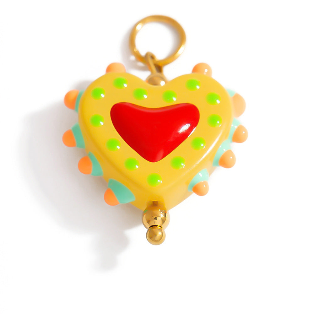 Hand-Painted DIY Jewelry Accessories Summer Dopamine Glass Heart Pendant