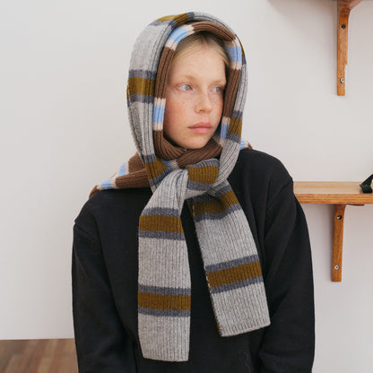Striped Knit Wool Scarf for Women Casual Soft Neck Warmer