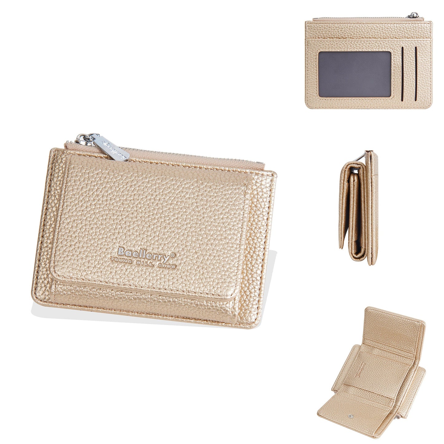 Zipper Solid Color Card Cases Wallets