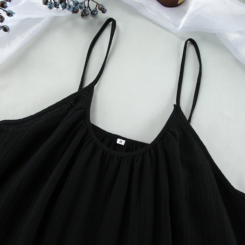 String Shoulder Split Sleepwear Dress