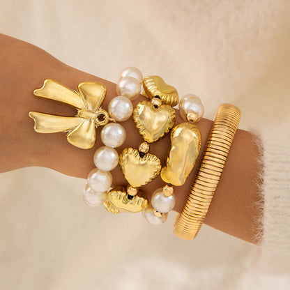 Layered Geometric Statement Cuff Bracelet Set