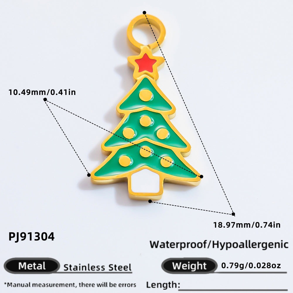 DIY Christmas-Themed 18K Gold-Plated Stainless Steel Pendant Accessories