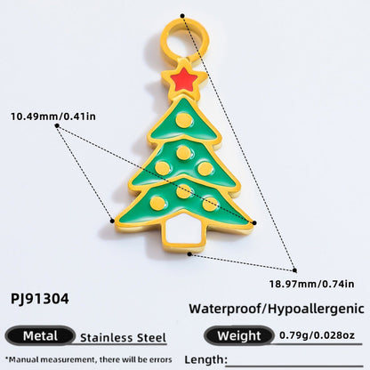 DIY Christmas-Themed 18K Gold-Plated Stainless Steel Pendant Accessories