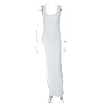 Trendy Sleeveless Midi Dress With Side Slit