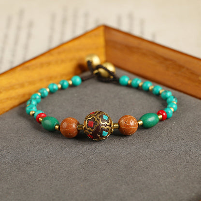 New Tibetan Ethnic Wind Bracelet Retro Simple Personality Nepal Pearl Series Woven Bracelet.