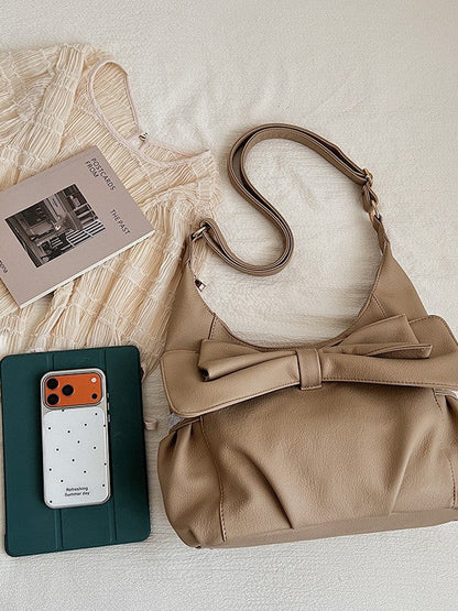 Fashionable Bow Decorated Shoulder Bag Stylish PU Crossbody Bag