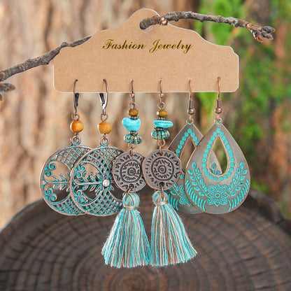 Vintage Geometric Hollow Earrings Alloy Holiday Style