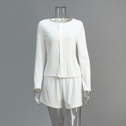 Comfortable Relaxed White Floral Pajama Set