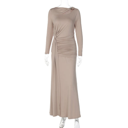 French Style Elegant Long Sleeve Dress With Ruching
