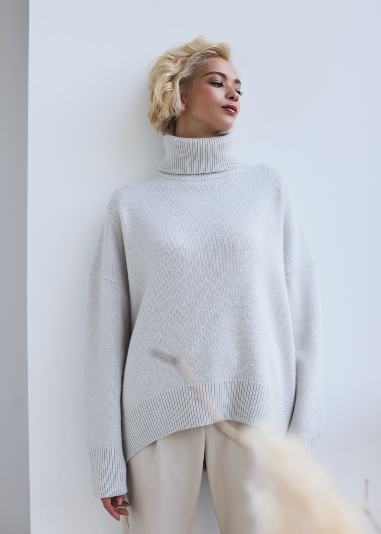 Oversized Knit Sweater With Turtleneck Collar