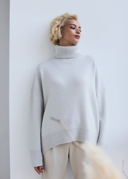 Oversized Knit Sweater With Turtleneck Collar