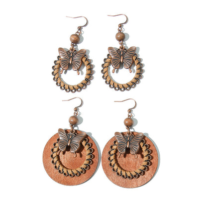 Brown Butterfly Earrings Bohemian Style Minimalist Design