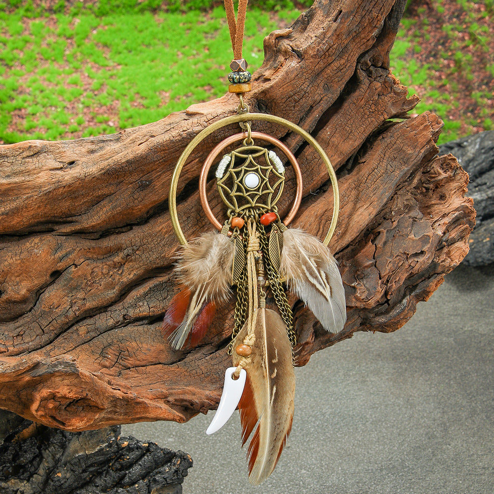 Colorful Feather Pendant Necklace Bohemian Style Butterfly Jewelry