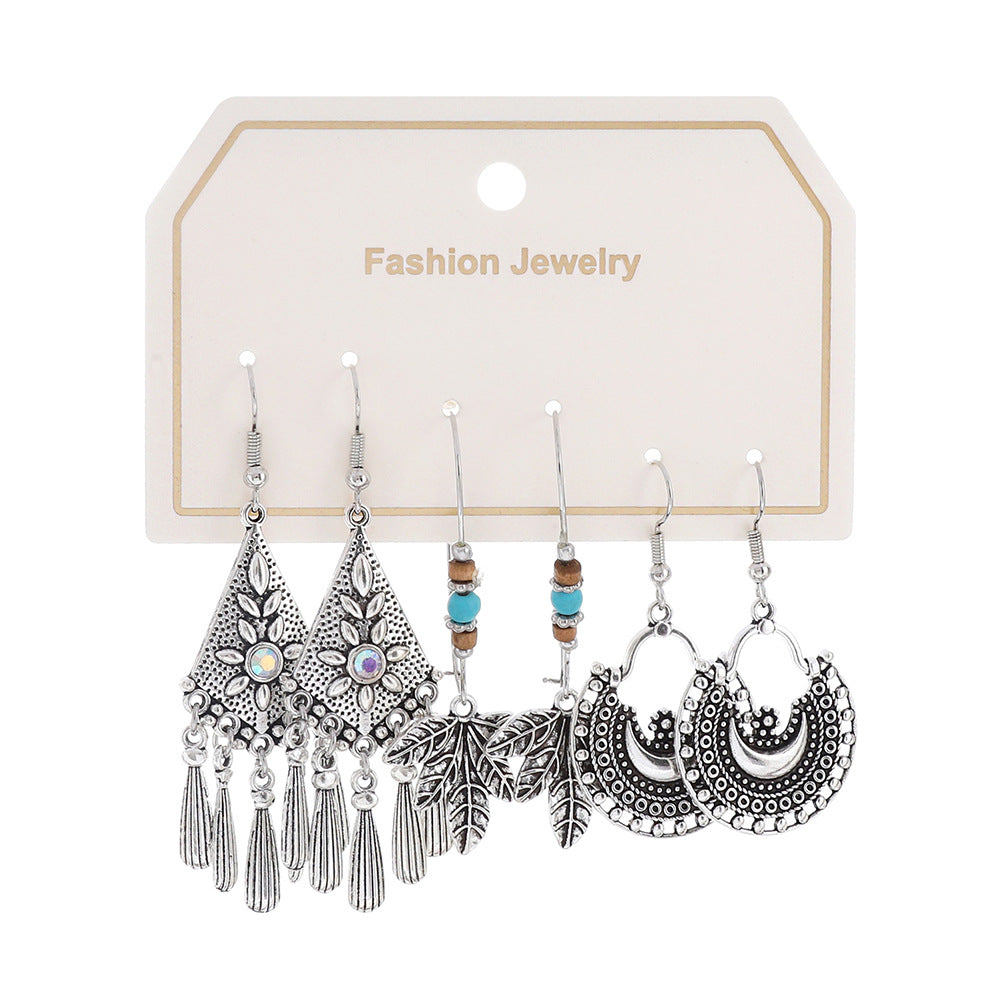 Bohemian Turquoise Tassel Earrings Vintage Alloy Jewelry