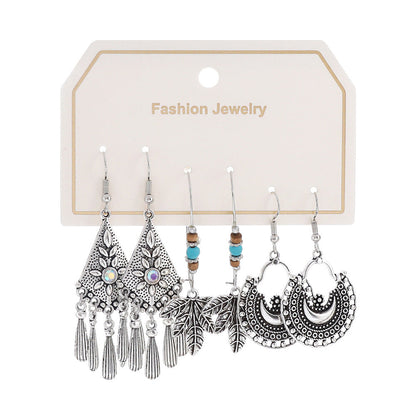 Bohemian Turquoise Tassel Earrings Vintage Alloy Jewelry