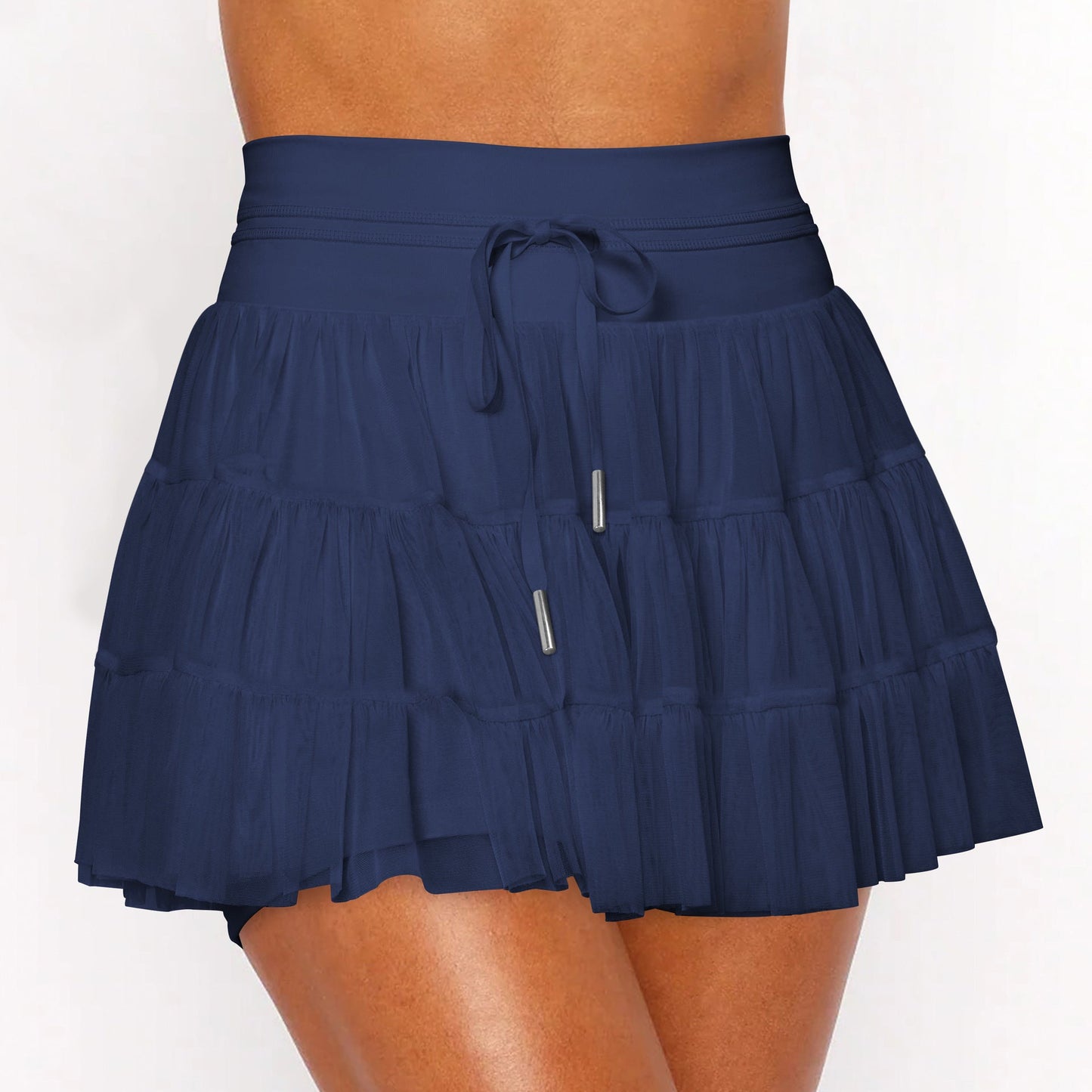 Soft Color-Block Lace-Up Skirt Pants for Women